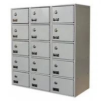 HALLOWELL Cell Phone Locker: 27 in x 12 in x 30 1/2 in, 5 Tiers, 3 Units Wide, 15 Lockers, Steel (MPN UCTL392(30)-5A-K-PL)