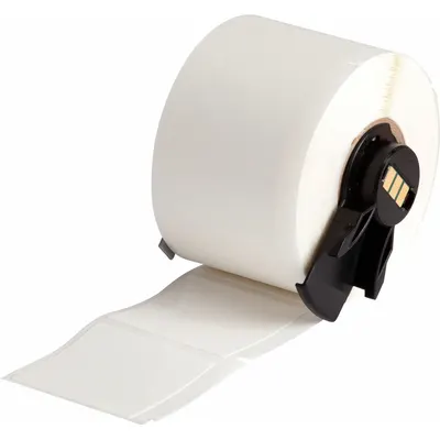 Label Pembungkus BRADY: 1 1/2 in x 1 1/2 in, Vinil, Hitam di Atas Putih - Brady Precut Label Rolls