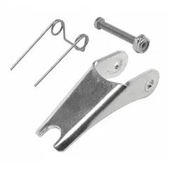 Steel spring latch designed to secure hook openings in lifting and rigging applications. Features a 1/4 in latch eye diameter and fits hooks with a 1-1/8 in opening width. Helps prevent accidental load detachment during material handling tasks.