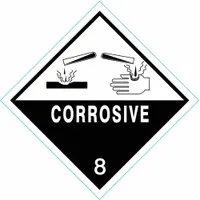 APPROVED VENDOR DOT Container Label: Corrosive, 4 in x 4 in, 4 in Label Ht, 4 in Label Wd, 250 PK