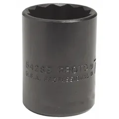 SAE 12-point impact socket with 1/2" drive and 5/8 in socket size. Standard length with 1 1/2 in overall length. Designed for use with impact tools in fastening and loosening tasks.