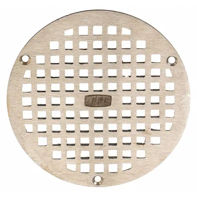 ZURN Saringan: Bulat, Diameter Keseluruhan 6 in, Tinggi Keseluruhan 3/8 in, Nikel, Nikel, Perunggu - Light-Duty Floor Drain Grates (Class A)