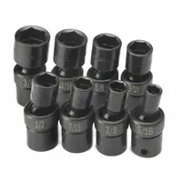 SK PROFESSIONAL TOOLS Impact Socket Set: 3/8 in Drive Size, 8 Pieces, (8) 6-Point (MPN 33300)