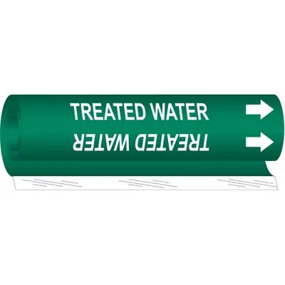 BRADY Penanda Pipa: Air Olahan, Hijau, Putih, Cocok untuk Pipa O.D. 2 1/2 hingga 7 7/8 in - Treated Water Wrap-Around Pipe Markers