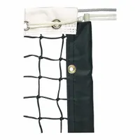 Tennis net with 42 ft overall width and 6 mm cable diameter. Constructed with heavy-duty 3 mm double braided polyethylene netting. Suitable for use on standard tennis courts