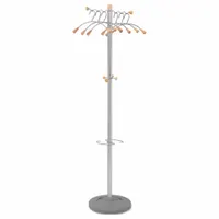 ALBA Coat Tree: 4 Hooks, 68 1/2 in Overall Ht, 18 7/8 in Overall Wd, 14 in Overall Dp, Steel/Wood (MPN ABAPMWAVE)