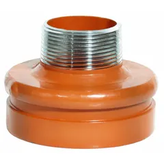 Grooved pipe straight fitting for connecting grooved-end pipes in commercial and industrial piping systems. Constructed of ductile iron, rated for maximum operating pressure of 300 psi at 150°F. Suitable for water, air, and light oil service.