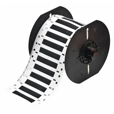 BRADY Label Selongsong: 3/16 in x 2 in, Poliolefin, Hitam (Matte) - Brady Precut Sleeve Label Rolls