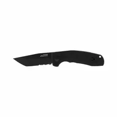 This automatic-opening folding knife features an aluminum handle and a blade that deploys quickly for one-handed use. With an overall length of 8 inches and a closed length of 4 1/2 inches, it is suited for cutting tasks in maintenance, construction, and outdoor work.