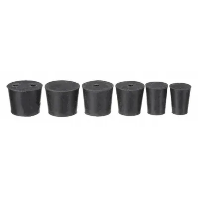 Set Sumbat: Karet Alam, Ukuran Sumbat 1 hingga 6, Tinggi Keseluruhan 25 mm, Hitam - Rubber Stoppers