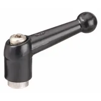 Ball-style adjustable handle with threaded hole, zinc body and stainless steel thread. Thread size 1/4"-20, length 39 mm. Used for clamping, positioning, and adjusting machinery components in industrial settings such as jigs, fixtures, and machine guards