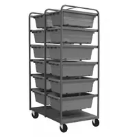 DURHAM MFG Tub Cart: 1,200 lb, 12 Bins/Tubs, Gray, 26 in L x 37 in W x 74 in H, Gray, 2 Usable Sides (MPN TBR-303672-12-5PO-95)