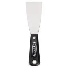 Corrosion-resistant spreading tool with a stainless steel blade and nylon handle. Full tang construction provides durability. Suitable for applying and smoothing putty, filler, or adhesive on building materials in construction and renovation.