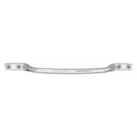 This fixed, non-recessed pull handle is made of dull-finished silver aluminum with a 0.5 in grip thickness. It features unthreaded mounting holes that accept 1/4 in screws, suitable for industrial cabinets, enclosures, and machinery doors
