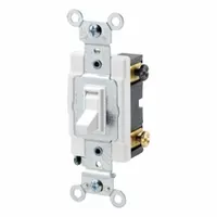 LEVITON Wall Switch: Toggle Switch, 4-Way, Maintained, White, 120/277V AC, 20 A (MPN 54524-2W)