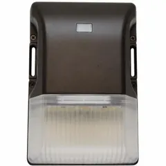 LED compact wall pack delivering 3,750 to 4,020 lumens at 30W with selectable 3000K/4000K/5000K color temperature. Operates on 120 to 277V AC and features a Type IV distribution pattern. Bronze housing. Suitable for perimeter and area illumination such as building entrances, parking lots, and walkways.