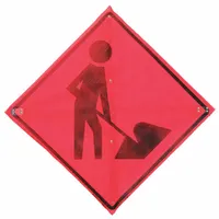 Traffic Sign: 36 in x 36 in Nominal Sign Size, Polyester/PVC, 0.015 in, W21-1 MUTCD, Orange, Roll Up (MPN C/36-EMO-3FH-HD MEN WORK SYM)