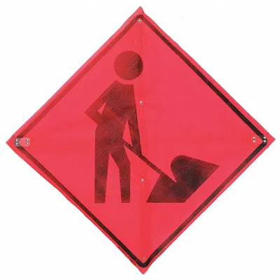 EASTERN METAL SIGNS AND SAFETY Rambu Lalu Lintas: 36 in x 36 in Ukuran Rambu Nominal, Poliester/PVC, 0.015 in - Workers Ahead Signs