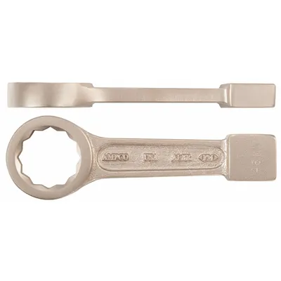 AMPCO Kunci Pemukul: Aluminium/Perunggu, Alami, 88 mm Ukuran Kepala, 16 in Panjang Total - Metric, Straight Handle, Nonsparking, 12-Point Striking Box End Wrenches