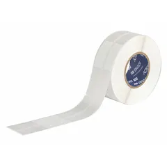 Vinyl, white (matte) precut label roll for permanent identification of 2 AWG wires with 0.83 in diameter. Wraps around wire and prints via IP Series printer with R4300 ribbon. Used in industrial electrical panels and machinery for wire marking.