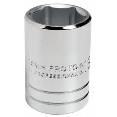 This 1/2" drive hand socket has a 24 mm, 6-point standard configuration and is made of chrome. It is not tether capable. Typical applications include tightening or loosening metric fasteners in automotive, industrial, and mechanical maintenance tasks.