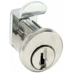 Keyed cam lock with keyed-different design, constructed from zinc die-cast with a nickel finish. Features a 5/8 in straight cam width. Suitable for securing cabinets, lockers, enclosures, and access panels in industrial and commercial applications.