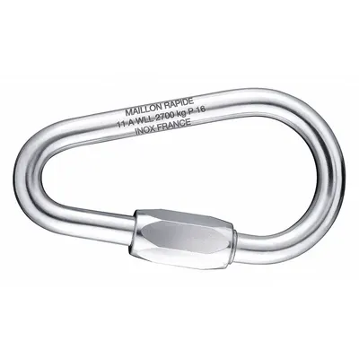 Tautan Penghubung MAILLON RAPIDE: Tautan Cepat, Baja, Panjang Keseluruhan 3 3/16 in, Lebar Keseluruhan 1 23/32 in - Wide-Body Triangular Threaded Locking Connecting Links