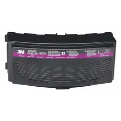 This 5-pack of combination cartridges/filters is designed for use with 3M TR-600 series PAPR systems. It provides HEPA-level particulate filtration and organic vapor protection, suitable for environments with airborne particulates and organic vapors. The cartridge features a black/magenta color code and carries a NIOSH HEPA rating.
