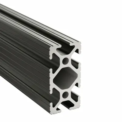 Sistem Rangka T-Slot 80/20: Seri 10, Panjang 10 ft, 2 in x 1 in, Hitam, Ganda - Rectangular Grooved Inch Profiles