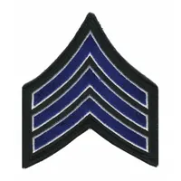 HEROS PRIDE Embroidered Patch: SGT, 3 1/2 in, Black, Polyester/Rayon, Rank Insignia, 1 PR (MPN 5425S)