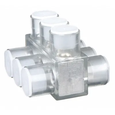 Konektor Multitap BURNDY: 3 Port, Masuk Sisi Ganda, 10 AWG – 250 kcmil Ukuran Kawat - Dry-Location Double-Sided Entry Multitap Connectors