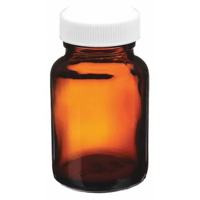 Botol Sampel WHEATON: 250 mL, 45-400 mm, Amber, 24 Botol, Diameter Badan 66 mm - Amber Wide Mouth Glass Lab Bottles