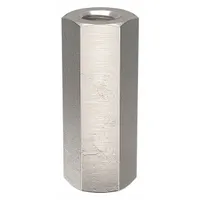 This aluminum female x female hex standoff has a plain finish and an overall length of 3/4 inch. It is used to create fixed spacing between panels or components in electronic enclosures, control cabinets, and mechanical assemblies. The female threads on both ends allow secure mounting with screws from either side. Sold in a pack of 10