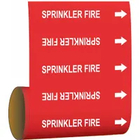 Pipe Marker: Sprinkler Fire, Red, White, Fits 2 in and Smaller Pipe O.D., 30 Pipe Markers (MPN 41475)
