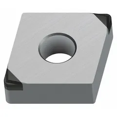 Diamond indexable turning insert for precision turning of non-ferrous materials, composites, and abrasive workpieces. Available in two size designations: CNGA431TM-M2 and CNGA120404TM-M2. The diamond grade provides high wear resistance and a superior surface finish.