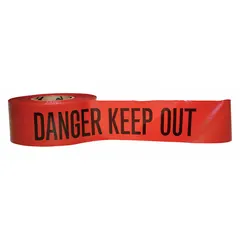 APPROVED VENDOR Danger Keep Out Barricade Tape, 3 in x 3,000 ft, Polyethylene, Black on Yellow, MPN 101349