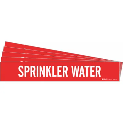 BRADY Penanda Pipa: Air Sprinkler, Merah, Putih, Cocok untuk Diameter Luar Pipa 8 in dan Lebih Besar - Sprinkler Water Adhesive Pipe Markers