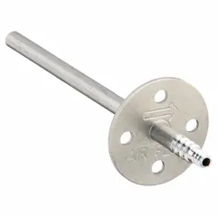 Static pressure probe with a 1/2 in barb process connection and a metal barbed hose adapter. Overall length 5 1/4 in, exterior length 1 1/4 in, insertion length 4 in. Used in HVAC ducts or air-handling systems to sense static pressure for fan and damper control.