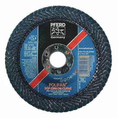 PFERD Cakram Flap: Radial, 7" x 7/8", Alumina Zirkonia, 40 Grit, Bk Fiberglass - High-Performance Flap Discs for Carbon & Stainless Steel