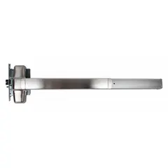 Mortise exit device with touchbar style for doors up to 3 ft wide. Chrome finish with lever outside trim. ADA compliant for accessible egress. Suitable for commercial buildings requiring reliable panic hardware.