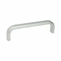 JW WINCO Pull Handle: Threaded Holes, Aluminum, Silver, 4.72 in Mounting Hole Center to Center (MPN 668-20-130-A-BL)