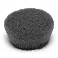 This 1-inch diameter black foam pad features a smooth texture and hook-and-loop backing for quick attachment to polishers. The beveled cut and finish allow precise polishing on fiberglass surfaces, commonly used in automotive and marine detailing for spot repairs and finishing work