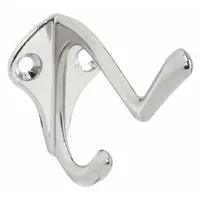 APPROVED VENDOR Coat Hook: Screw, 35 lb Wt Capacity, 2 Points per Hook, Silver, Zinc