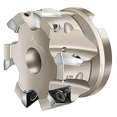 Indexable square-shoulder end mill for roughing and finishing operations. Designed for 90-degree shoulder milling in steel, stainless steel, and cast iron. Suitable for mold and die making, general machining, and production of components requiring precise square shoulders.
