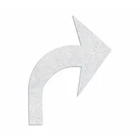 White thermoplastic right-turn arrow pavement marking, 4 ft long by 3 ft wide. Applied with a hand torch for permanent lane guidance on roadways, parking lots, and industrial sites