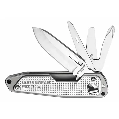 LEATHERMAN Pisau Lipat: 8 Alat, 3 5/8 in Panjang Tertutup, 5 3/4 in Panjang Terbuka, Baja Tahan Karat - Multi-Tool Folding Knives