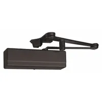 This Grade 1 heavy duty door closer features a parallel arm-mount design for push-side installation on interior or exterior doors. Constructed in bronze, it measures 12 inches long by 2 1/4 inches wide and includes an adjustable spring size 6. ADA compliant, it is suitable for commercial and institutional applications requiring reliable door control