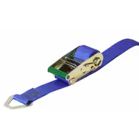 This blue nylon secure belt is a replacement part for machinery movers. It is used to secure loads during transport and relocation of heavy equipment. The strap is made of nylon and is compatible with specific machinery mover models