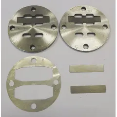 This valve assembly controls intake and exhaust flow in air compressor systems, ensuring proper pressure regulation. It is a replacement part for industrial and commercial compressed air setups.