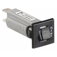 Panel Mount Circuit Breaker: 15 A Amps, 125/250V AC, 50V DC, Snap-In Bezel, 1.9 in Dp, 1/4 in Tab (MPN CTB-B-B-15)